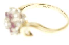 14K Yellow Gold 0.64 Ctw Diamond Ruby Halo Bypass Engagement Ring