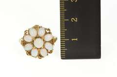 10K Yellow Gold Victorian Natural Opal Halo Statement Cocktail Ring