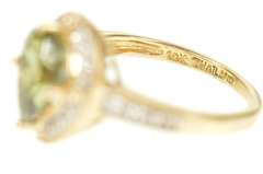 10K Yellow Gold Pear Syn. Green Tourmaline Diamond Halo Ring