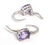Precious Amethyst Leverback Earrings in Sterling Silver