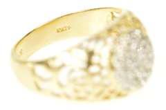 10K Yellow Gold Scroll Filigree Graduated Diamond Statement Ring