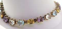 Sterling Silver Multicolor Gemstone Tennis Bracelet