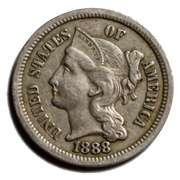 1888 Low Mintage 3 Cent Nickel
