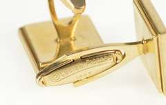 14K Yellow Gold Lucien Piccard Geometric Sapphire Diamond Cuff Links