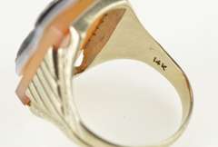 14K White Gold Carved Knight Two Face Cameo Statement Ring