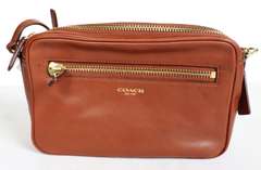 Coach Brown Leather Gold Tone Chain Purse