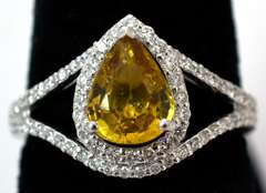Platinum Yellow Sapphire & Diamond Ring