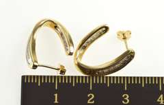 10K Yellow Gold Baguette Diamond Curved Semi Hoop Earrings