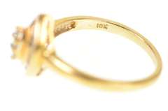 10K Yellow Gold Diamond Baguette Halo Engagement Ring