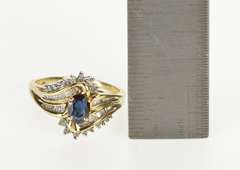 10K Yellow Gold 1.60 Ctw Sapphire Diamond Bypass Engagement Ring