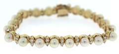 Dazzling 14kt Yellow Gold Pearl and Diamond Bracelet