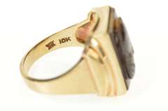 10K Yellow Gold Carved Tiger's Eye Soldier Cameo Men's Ring