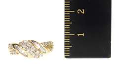 10K Yellow Gold Wavy Baguette Round Diamond Statement Band Ring