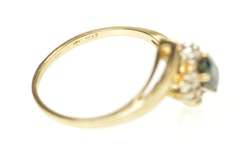 10K Yellow Gold Oval Green Blue Sapphire Diamond Bypass Ring