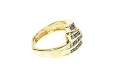 14K Yellow Gold 0.52 Ctw Sapphire Squared Tiered Statement Ring