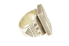 Sterling Silver Squared Geometric Ornate Statement Signet Ring