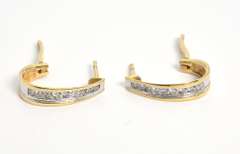 Diamond Elongated Hoop Earrings in 14KT Gold
