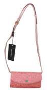 DOLCE & GABBANA  Pink Floral Lace Evening Long Clutch Cotton Bag