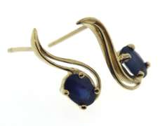 Pretty 14kt YG Oval Cut Sapphire Freeform Earrings