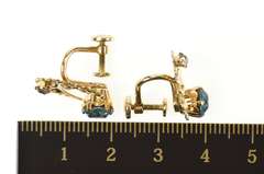 Gold Filled Retro Ornate Filigree Rhinestone Screw Back Earrings