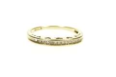 10K Yellow Gold Diamond Channel Heart Pattern Wedding Band Ring