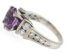 Fancy Cut Amethyst & Channel Set Diamond Ring