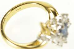 18K Yellow Gold Sapphire Diamond Bypass Engagement Ring