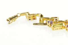 10K Yellow Gold Geometric Peridot Amethyst Citrine Zig Zag Bracelet