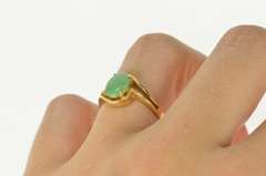 14K Yellow Gold Retro Oval Turquoise Wavy Freeform Statement Ring