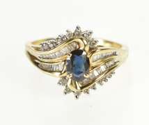 10K Yellow Gold 1.60 Ctw Sapphire Diamond Bypass Engagement Ring