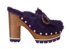 DOLCE & GABBANA  Purple Xiangao Fur Crystal Mules