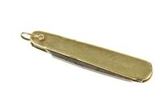 10K Yellow Gold Victorian Pinstriped Pocket Utility Knife Pendant