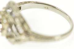 18K White Gold Art Deco Ornate Diamond Engagement Setting Ring