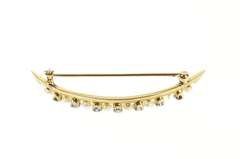 14K Yellow Gold Victorian Pearl Iolite Moon Statement Pin/Brooch