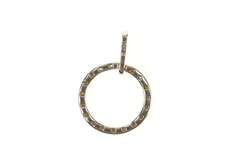 10K White Gold Sapphire Diamond Encrusted Ring Circle Drop Pendant