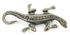 Vintage Sterling Salamander Marcasite Pin