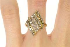 10K Yellow Gold 0.87 Ctw Wavy Diamond Encrusted Statement Ring