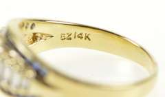 14K Yellow Gold Natural Sapphire Engagement Baguette Diamond Ring