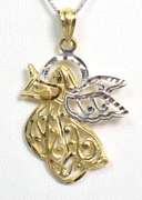 Precious Two-Tone Angel Pendant in 14KT Gold