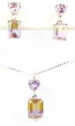 Sterling Ametrine & Amethyst Necklace & Earrings
