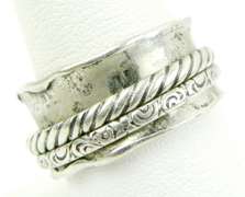 Opulenza Wide Sterling Spinner Ring, Size 10