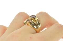 14K Yellow Gold Amethyst Citrine Tiered Statement Cocktail Ring