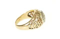 10K Yellow Gold Rounded Scroll Filigree Diamond Graduated Ring