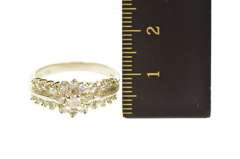 14K Yellow Gold 0.83 Ctw Diamond Round Cluster Engagement Ring
