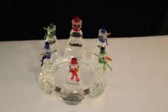 Crystal Snowman Pillar Candleholder