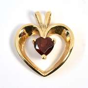 Heart Pendant with Heart Shaped Garnet