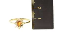 14K Yellow Gold Oval Citrine Diamond Halo Engagement Ring
