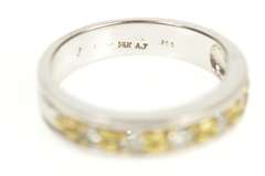 14K White Gold Two Tone Diamond Leaf Pattern Wedding Band Ring