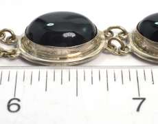 Sterling Silver Bracelet with  Black Stones
