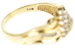 10K Yellow Gold Diamond Cluster Baguette Accent Bypass Ring